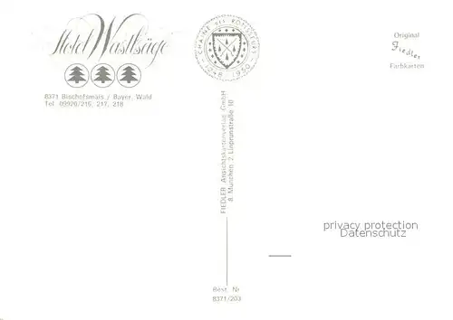 AK / Ansichtskarte Bischofsmais Hotel Wastlsaege Bischofsmais