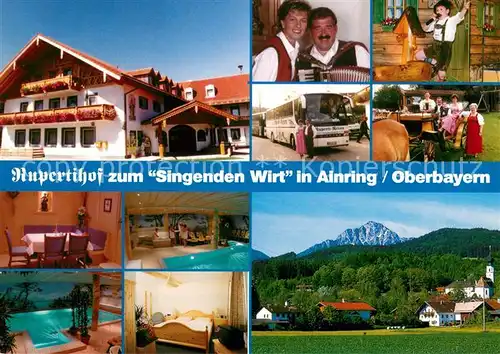 AK / Ansichtskarte Ainring Hotel Rupertihof zum Singenden Wirt Gastraeume Hallenbad Zimmer Pferdekutsche Ainring