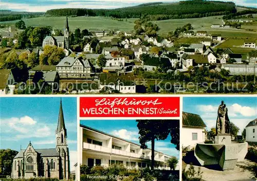 AK / Ansichtskarte Kirchhundem Panorama St Johanneskirche Ferienheim St Marien Brunnen Kirchhundem