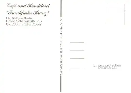 AK / Ansichtskarte Frankfurt_Oder Cafe Konditorei Frankfurter Kranz Gastraeume Kuchentheke Terrasse Frankfurt Oder