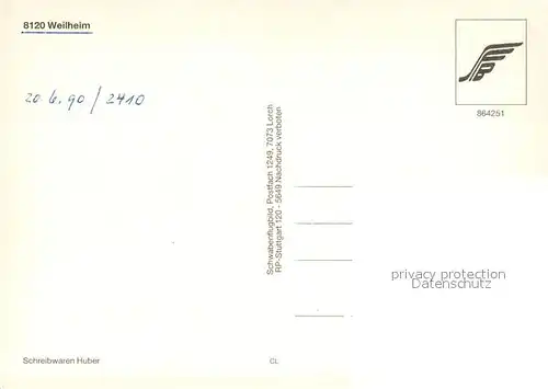 AK / Ansichtskarte Weilheim_Oberbayern Fliegeraufnahme Weilheim Oberbayern