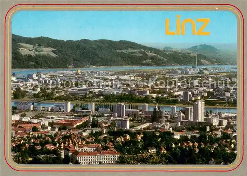 AK / Ansichtskarte Linz_Donau Fliegeraufnahme mit Stadtteil Urfahr und Hafengelaende Linz_Donau