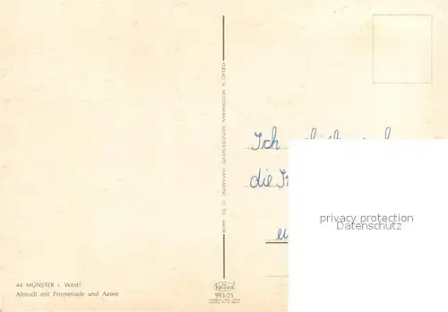 AK / Ansichtskarte Muenster_Westfalen Altstadt mit Promenade und Aasee Fliegeraufnahme Muenster_Westfalen