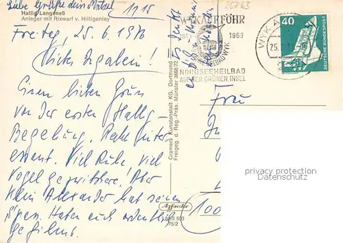 AK / Ansichtskarte Hallig_Langeness Anleger mit Rixwarf von Hilligenley Fliegeraufnahme Hallig_Langeness