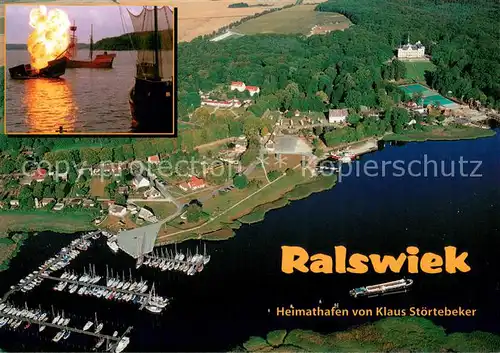 AK / Ansichtskarte Ralswiek Heimathafen Stoertebekers Fliegeraufnahme Ralswiek