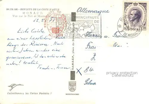 AK / Ansichtskarte Monaco Vue aerienne sur le Port et Monte Carlo Monaco