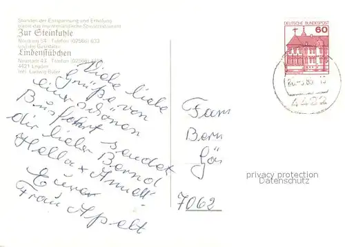 AK / Ansichtskarte Legden Restaurant Zur Steinkuhle Legden