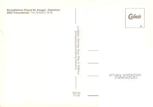 AK / Ansichtskarte Travenbrueck Benediktiner Priorat St Ansgar Nuetschau Fliegeraufnahme Travenbrueck