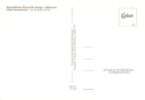 AK / Ansichtskarte Travenbrueck Benediktiner Priorat St Ansgar Nuetschau Fliegeraufnahme Travenbrueck