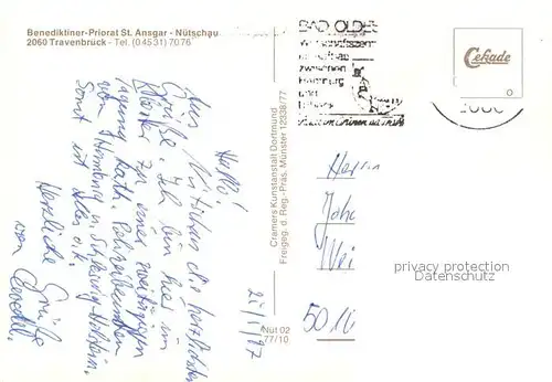 AK / Ansichtskarte Travenbrueck Benediktiner Priorat St Ansgar Nuetschau Fliegeraufnahme Travenbrueck