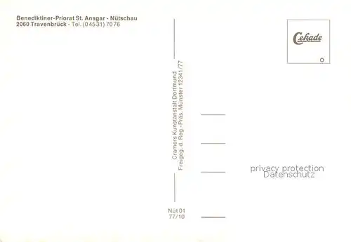 AK / Ansichtskarte Travenbrueck Benediktiner Priorat St Ansgar Nuetschau Fliegeraufnahme Travenbrueck