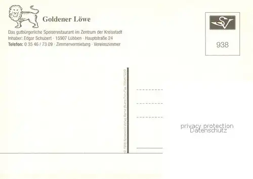 AK / Ansichtskarte Luebben_Spreewald Restaurant Goldener Loewe Gaststube Zimmer  Luebben Spreewald