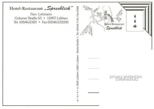 AK / Ansichtskarte Luebben_Spreewald Hotel Restaurant Spreeblick Gaststube Zimmer Park Luebben Spreewald