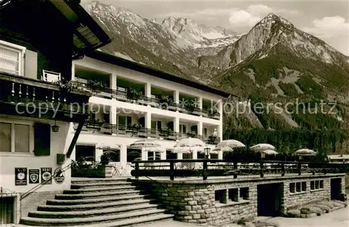 AK / Ansichtskarte Langenwang_Fischen Hotel Pension Terrassen Restaurant Sonnenbichl Am Rotfisch Bach Langenwang Fischen