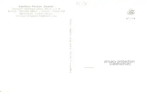 AK / Ansichtskarte Obermaiselstein Gasthaus Pension Forelle Obermaiselstein