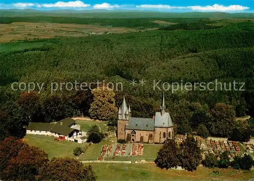 AK / Ansichtskarte Muenchhausen_Christenberg Gaststaette Pension Christenberg am Burgwald Historische Ausgrabungsstaette Fliegeraufnahme Muenchhausen_Christenberg