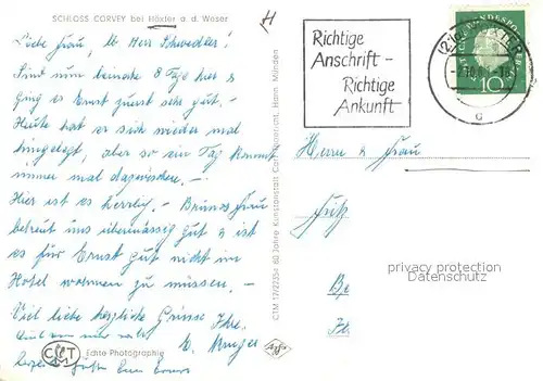 AK / Ansichtskarte Hoexter_Weser Schloss Corvey Fliegeraufnahme Hoexter Weser