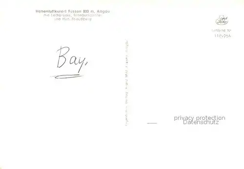 AK / Ansichtskarte Fuessen_Allgaeu Hoehenluftkurort Lechbruecke Branderschrofen Hoher Straussberg Allgaeuer Alpen Fliegeraufnahme Fuessen Allgaeu