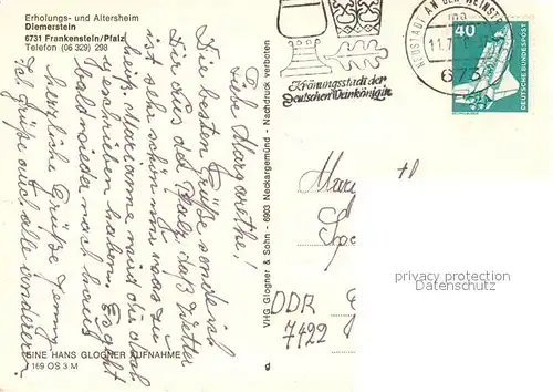 AK / Ansichtskarte Diemerstein_Pfalz Erholungs  und Altersheim Park Schwanenteich Diemerstein_Pfalz