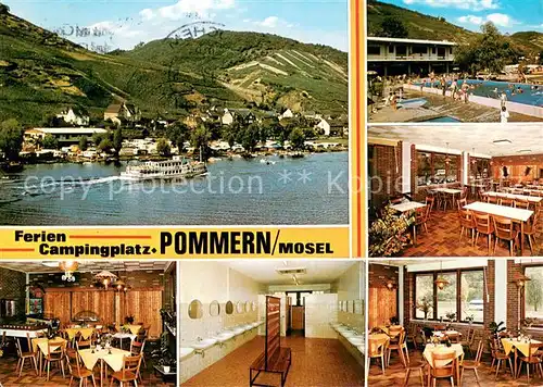 AK / Ansichtskarte Pommern_Mosel Campingplatz Lenz Gaststaette Freibad Blick ueber die Mosel Pommern Mosel