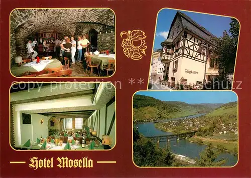 AK / Ansichtskarte Bullay_Mosel Hotel Mosella Historischer Zehnthaus Gewoelbekeller Blick ins Moseltal Bullay_Mosel