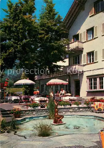 AK / Ansichtskarte Hergiswil_NW Hotel Friedheim am Vierwaldstaettersee Terrasse Brunnen Hergiswil NW