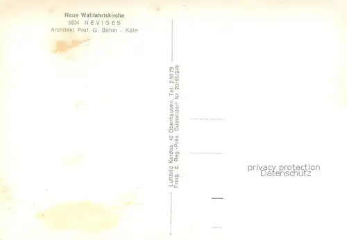 AK / Ansichtskarte Neviges_Velbert Neue Wallfahrtskirche Fliegeraufnahme Neviges Velbert