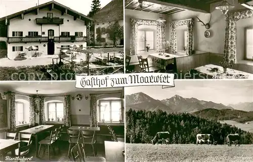 AK / Ansichtskarte Holzhausen_Waging_See Gasthof zum Maarwirt Enzianstueberl Bierstueberl Weidevieh Holzhausen_Waging_See