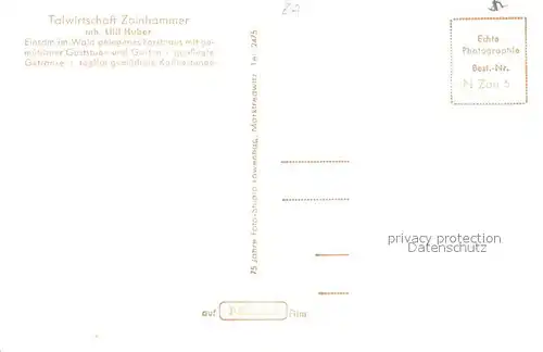 AK / Ansichtskarte Zainhammer Talwirtschaft Forsthaus Zainhammer Gaststube Zainhammer