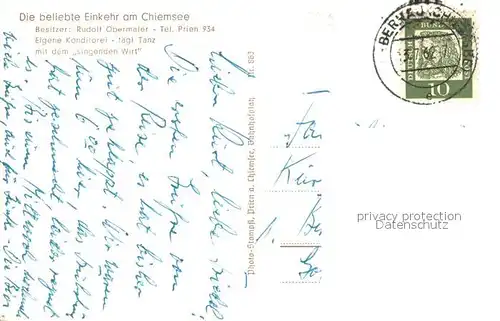 AK / Ansichtskarte Bernau_Chiemsee Cafe Obermaier  Bernau Chiemsee