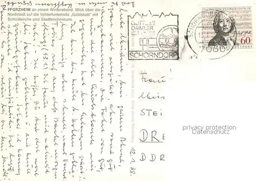 AK / Ansichtskarte Pforzheim Stadtansicht bei Nacht mit Schlosskirche und Stadtkirchenturm Pforzheim