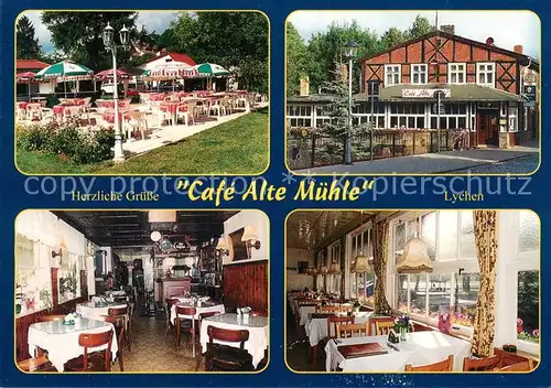 AK / Ansichtskarte Lychen Cafe Alte Muehle Terrasse Gastraeume Lychen