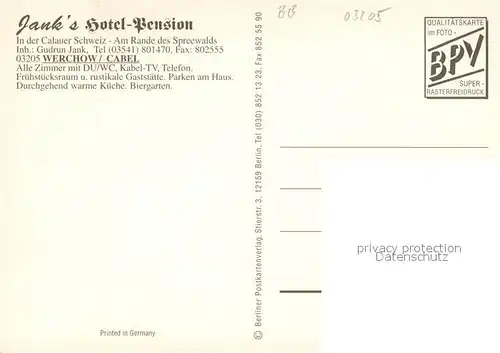 AK / Ansichtskarte Werchow Janks Hotel Pension Gaststube Zimmer Werchow
