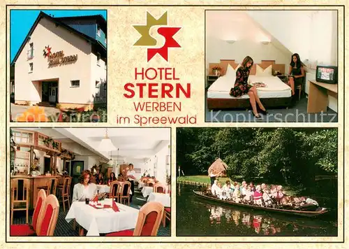 AK / Ansichtskarte Werben_Niederlausitz Hotel Stern Zimmer Gaststube Spreewald Bootsfahrt Werben_Niederlausitz