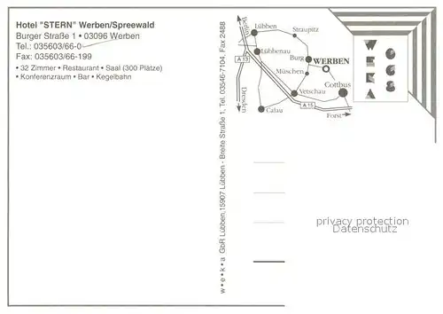 AK / Ansichtskarte Werben_Niederlausitz Hotel Stern Zimmer Gaststube Spreewald Bootsfahrt Werben_Niederlausitz