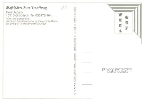AK / Ansichtskarte Groeditsch Gaststaette Zum Dorfkrug Gaststube Groeditsch