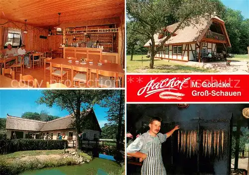 AK / Ansichtskarte Gross_Schauen Aalhof Gasthof Gaststube Aalraeucherei Gross Schauen