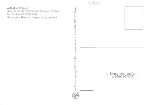 AK / Ansichtskarte Gross_Schauen Aalhof Gasthof Gaststube Aalraeucherei Gross Schauen