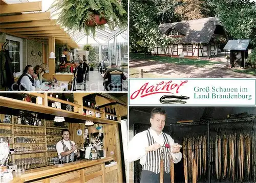 AK / Ansichtskarte Gross_Schauen Aalhof Gasthof Theke Terrasse Aalraeucherei Gross Schauen