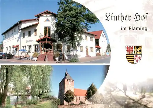 AK / Ansichtskarte Linthe Hotel Restaurant Linther Hof Kirche Weiher Linthe
