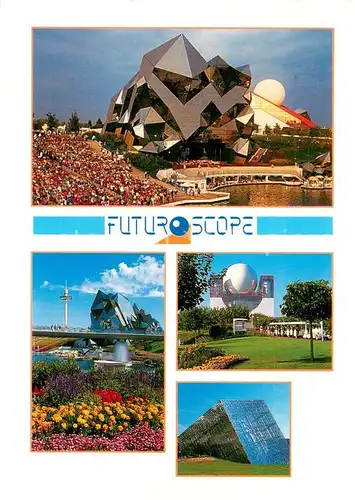 AK / Ansichtskarte Jaunay Clan Futuroscope Le Kinemax Le pavillon Le theatre alphanumerique La Gyrotour L omnimax Jaunay Clan
