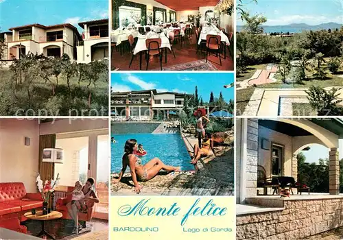 AK / Ansichtskarte Bardolino_Lago_di_Garda Monte felice Villen Hotel Gaststube Pool Minigolf Bardolino_Lago_di_Garda