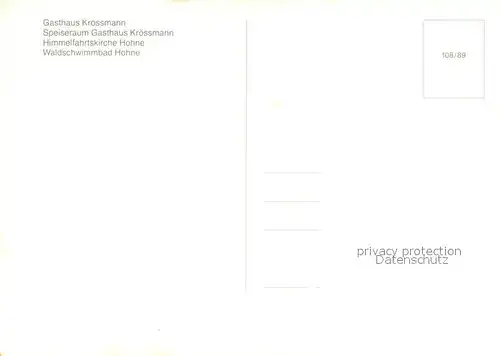 AK / Ansichtskarte Hohne_Celle Gasthaus Kroessmann Speiseraum Himmelsfahrtskirche Waldschwimmbad Hohne_Celle