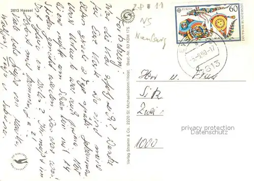 AK / Ansichtskarte Hassel_Weser Sparkasse Panorama Details Hassel Weser