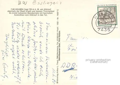 AK / Ansichtskarte Huelben Uracher Wasserfall Burg Hohenneuffen Blick auf Urach Ev Kirche Huelben