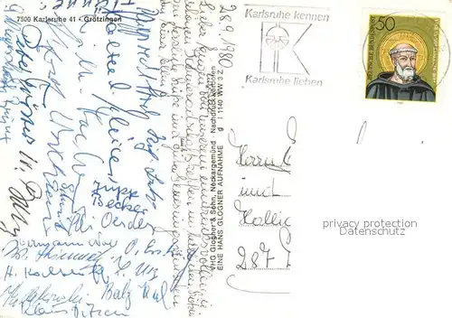 AK / Ansichtskarte Groetzingen_Karlsruhe Kirche Schloss Rathaus Brunnen Groetzingen Karlsruhe