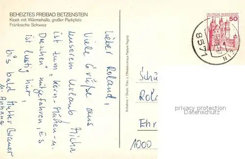 AK / Ansichtskarte Betzenstein Beheiztes Freibad mit Waermehalle Betzenstein