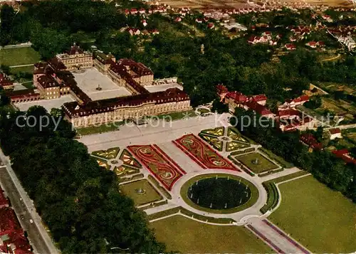 AK / Ansichtskarte Ludwigsburg_Wuerttemberg Schloss Ludwigsburg mit Gartenschau Bluehendes Barock Fliegeraufnahme  Ludwigsburg Wuerttemberg