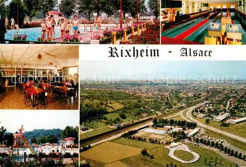 AK / Ansichtskarte Rixheim Freibad Bowlingbahn Speisesaal Fliegeraufnahme  Rixheim