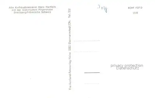 AK / Ansichtskarte Streitberg_Oberfranken Alte Kurhausbrennerei Hans Hertlein Historische Pilgerstube Fraenkische Schweiz Streitberg Oberfranken